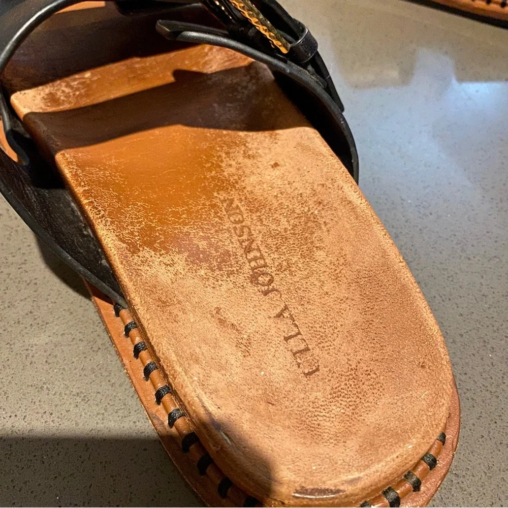 Ulla Johnson Black Sandals with Gold Buckles Size 7 1/2